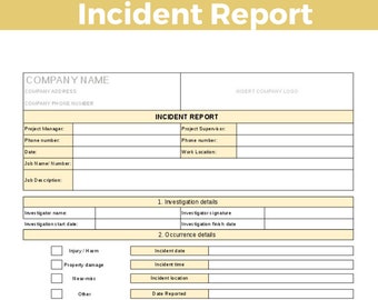 Incident Report Template, PROJECT MANAGEMENT