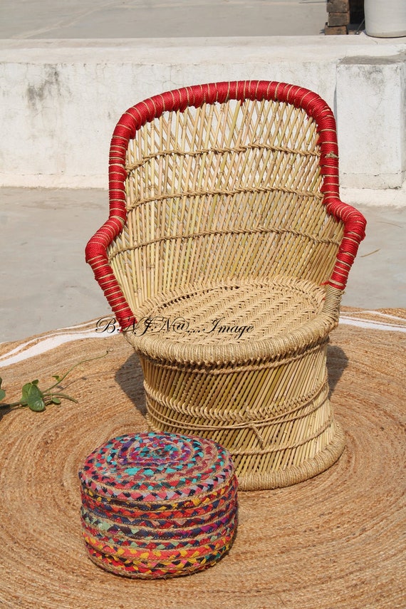 Handmade Bamboo Pouffe Stool Footstoo Sitting Bench Eco Friendly