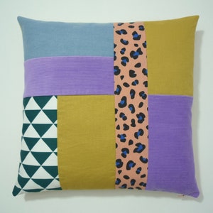 Colourful geometric contemporary cushion cover, 80&#39;s modern retro home decor, modernist square kitsch cushion cover, geometric throw pillow