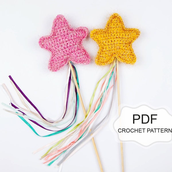 Crochet PATTERN: Magic Wand/ Star Fairy Wand/ Dress Fairy/ Costume Prop/ Accessories/ Amigurumi Toy/ Kid Room/ Magic Stick/ Tutorial Fibita