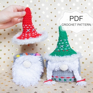 Crochet PATTERN: Basket Gnomes Nordic/ Amigurumi Santa/ Candy Holder/ Christmas Home Decor/ Gift Idea Elf/ Vintage Decoration/ PDF Tutorial