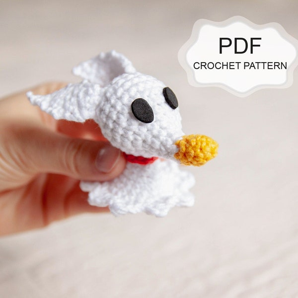 Crochet PATTERN: Dog Ghost/ Halloween/ Christmas Ornament/ Pattern Only/ Zero the Ghost/ Keychain/ Amigurumi Dog Plush/ Skellington DIY PDF