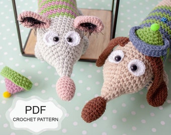 Crochet PATTERNS: Dog & Rat/ Amigurumi Dachshund/ Stuffed Animal/ Toy Gift/ Crochet Dog Pattern/ Birthday Gift Baby/ DIY 2in1/ PDF by Fibita