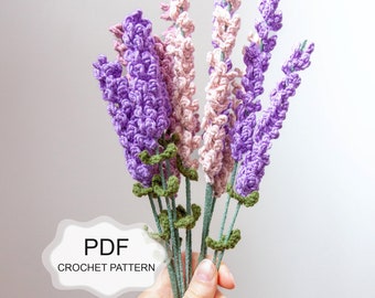 Crochet PATTERN: Lavender Flower/ Amigurumi Bouquet/ House Plant Garden/ Home Decor/ Floral Arrangements/ Fake Plant/ PDF photo Tutorial