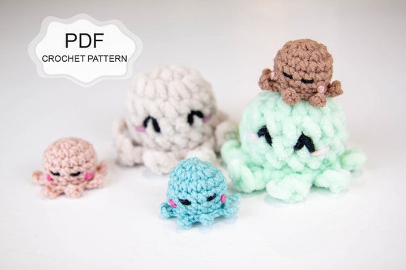 Crochet PATTERNS NO SEWING Required: the Original Kawaii Octopus Family  english/french -  Norway