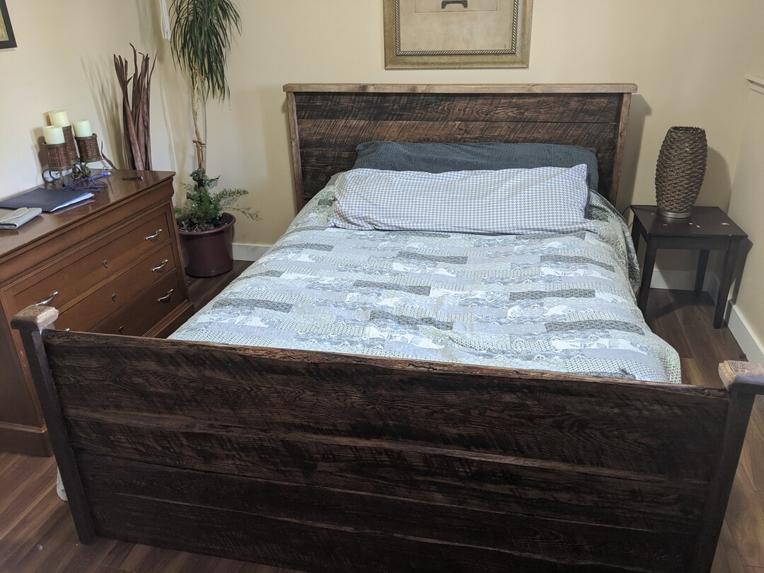 Rustic Rough Cut Queen Bed Frame Etsy