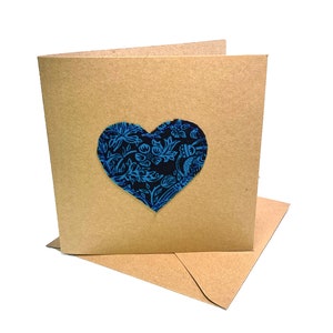 Liberty London Stitched Heart Blank Wenskaart- Strawberry Meadow