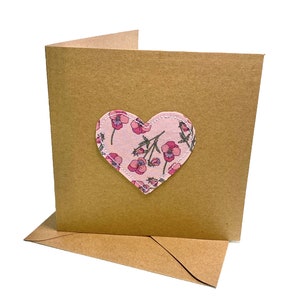 Blanco wenskaart Liberty London gestikt hart - roze
