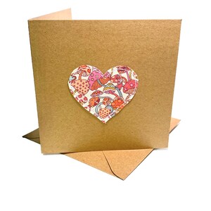 Liberty London Stitched Heart Blank Greetings Card- Paddo Roze