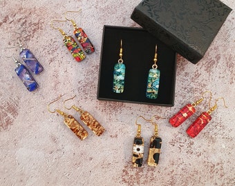 Rectangular earrings in Murano glass, available in many colors.