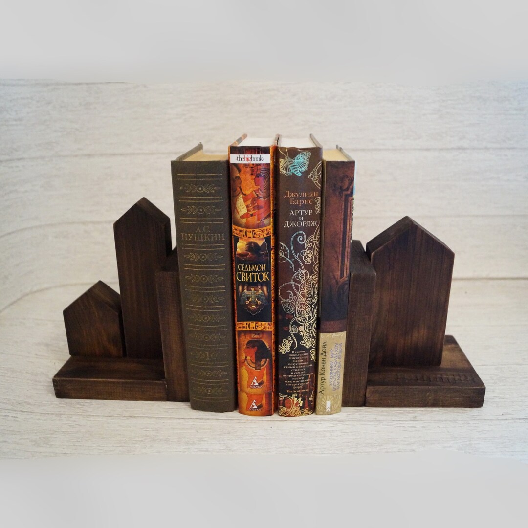 Wood Bookends Handmade Bookends With Mini House Book Stopper Book