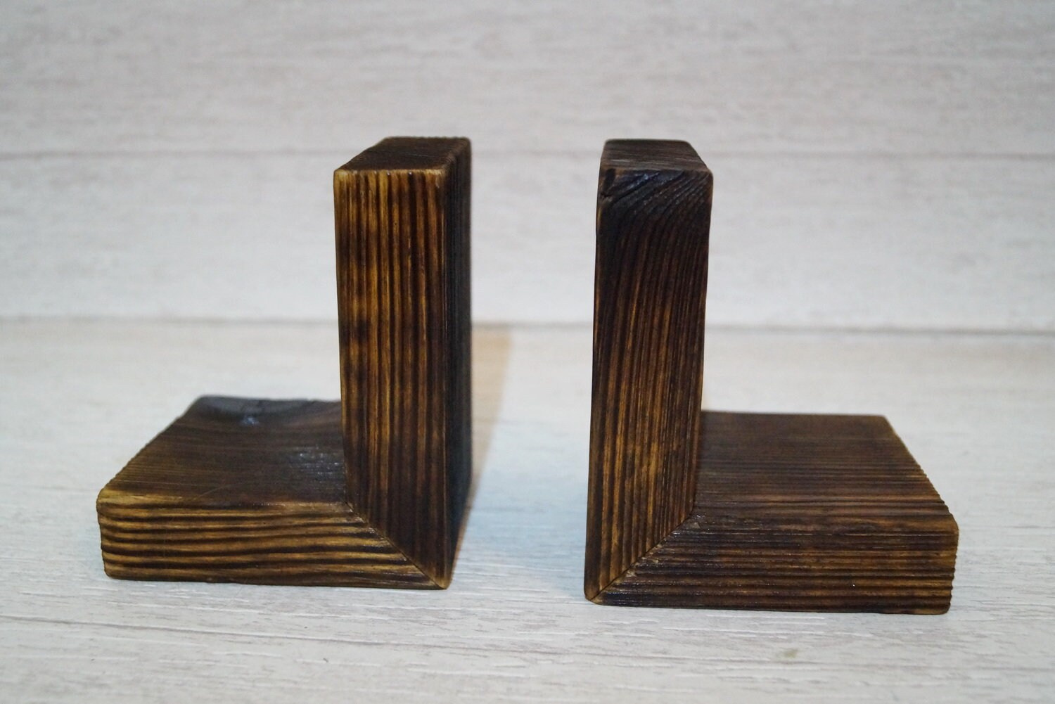 Simple bookends Reclaimed wood book stopper Book organizer for Etsy