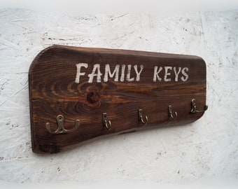 Home key holder for wall - Rustic wall key organizer  - Reclaimed wood