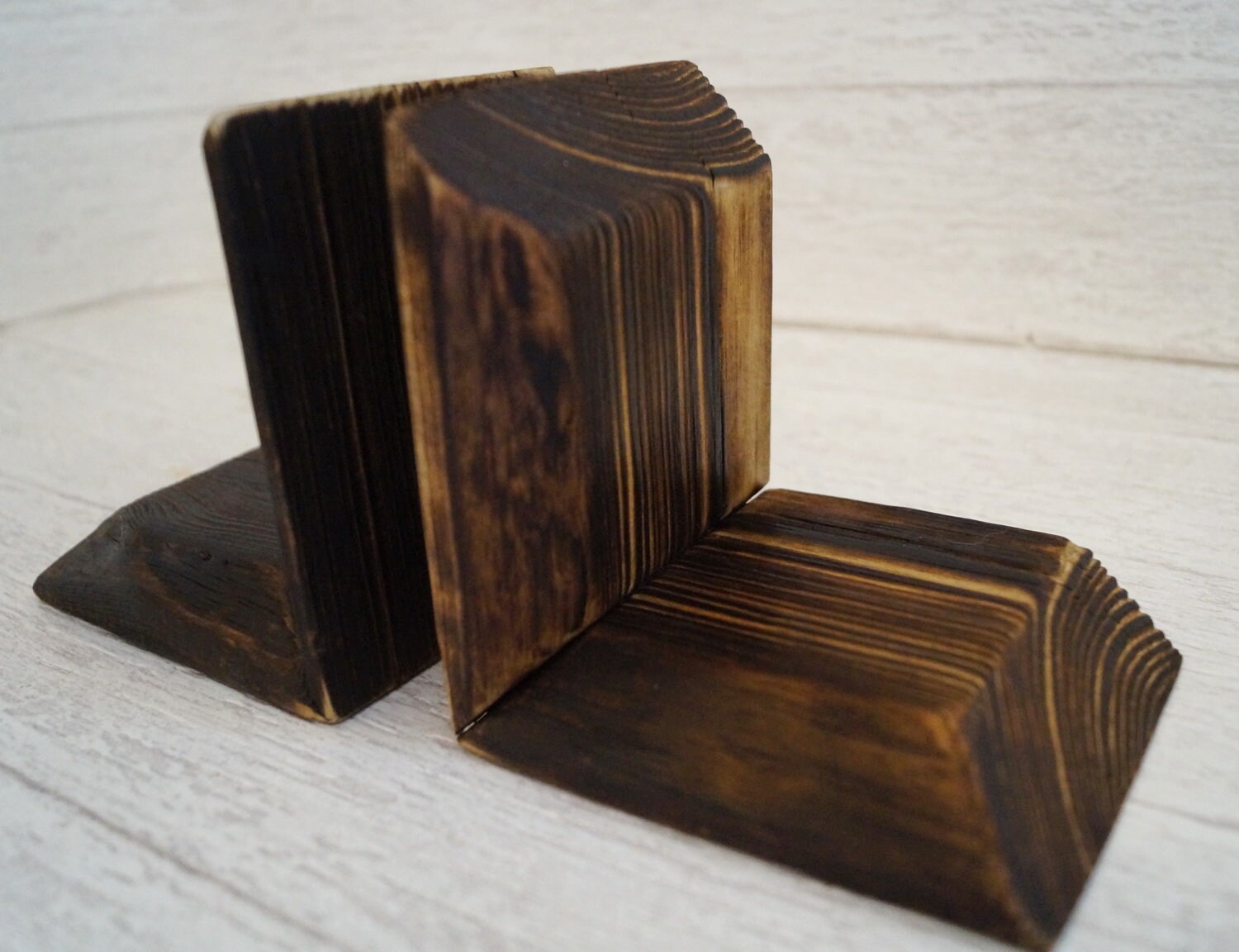 Book Stopper Wooden Book Ends Handmade Bookends Simple Etsy
