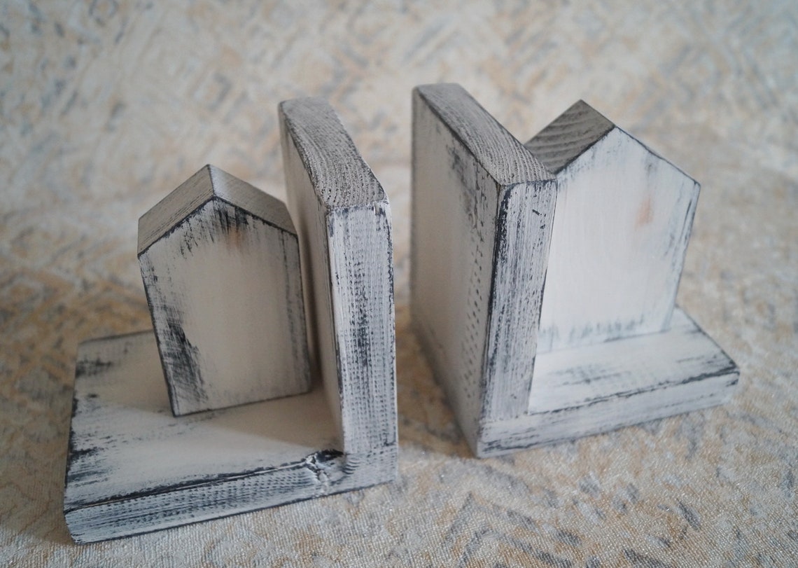 Simple Bookends Reclaimed Wood Book Stopper Book Organizer for Etsy