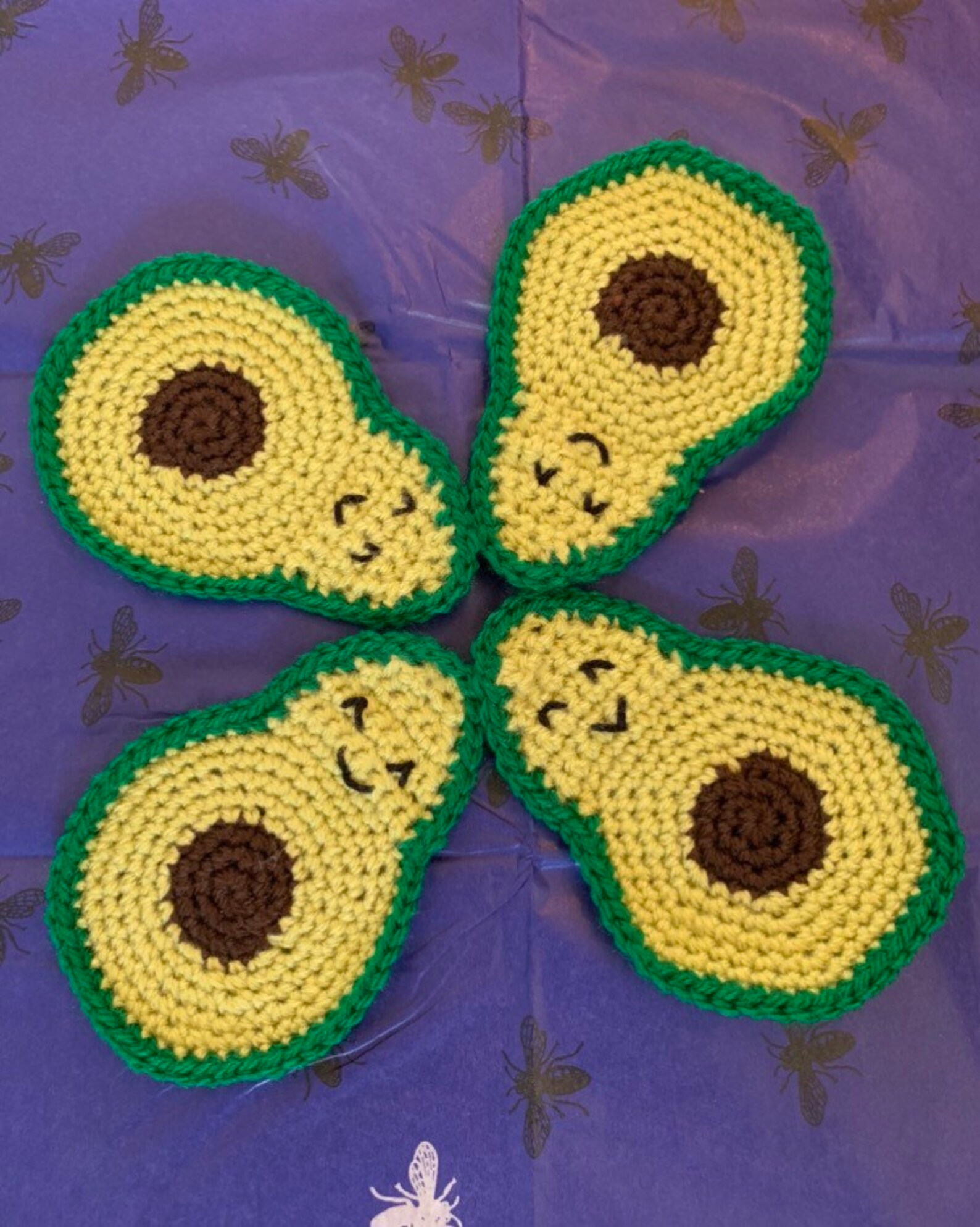 Handmade crochet avocado coaster Etsy