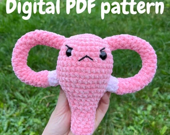 DIGITAL PDF PATTERN-Super soft crochet angry uterus- Pattern only-Beginner