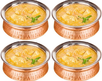 Indian handmade copper stainless steel vegetable bowl copper serving dinner bowl copper dinner set