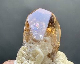 13 Grams Stunning Honey Colour Topaz Crystal On Matrix Specimen From Skardu Mine,Raw Topaz Specimen