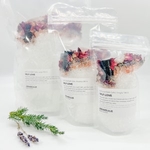 Hand Made Ritual Bath Salts, Includes a Mini Bottle of Pure Essential Oil and a Healing Crystal