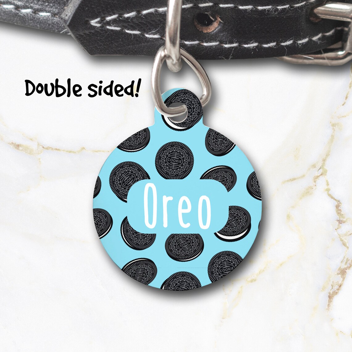 Dog Tag Cat Tag Oreo Double Sided Personalised Oreo Dog Etsy