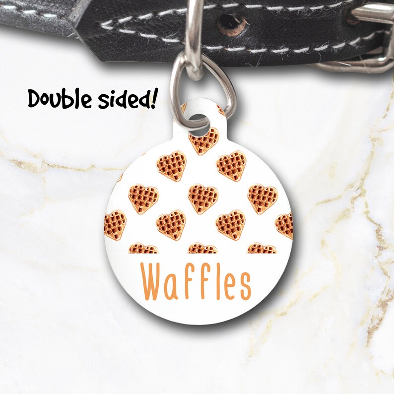 Dog Tag Cat Tag Waffles Pattern Double Sided Personalised Etsy