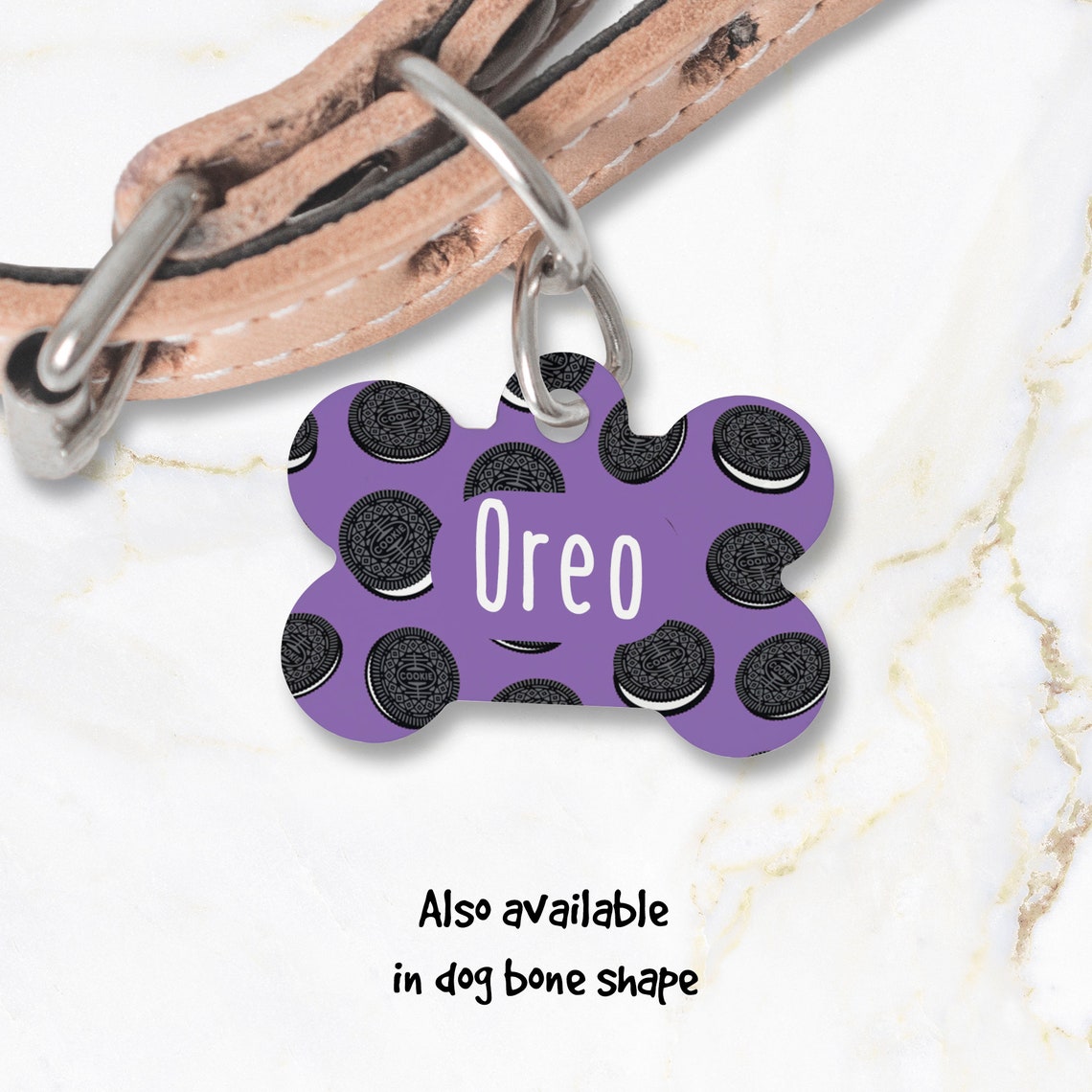 Dog Tag Cat Tag Oreo Double Sided Personalised Purple Etsy UK