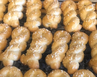Koulourakia, Greek Butter Cookies with Sesame Seeds (Dozen)