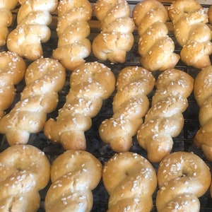 Koulourakia, Greek Butter Cookies with Sesame Seeds (Dozen)