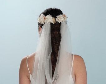 2 Clip, Cathedral Length Wedding Veil, Cut Edge Wedding veil, 110", single layer soft tulle veil, 280cm - ivory veil, Bridal Boutique Veil