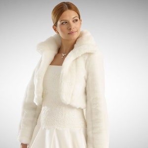 white fur jacket wedding
