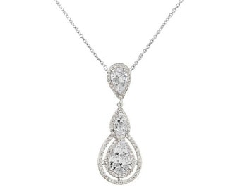 Crystal Treasure Necklace, Available in Silver,  Wedding Jewellery, Bridal Accessories, Crystal Necklace Wedding Gift