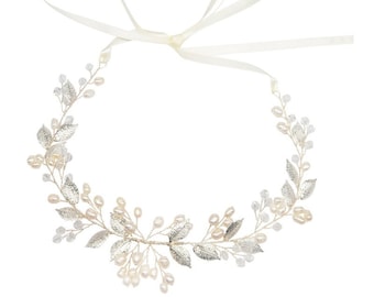 Harmony Bridal  Hair Vine - Silver - bridal crystal & pearl hairvine, bridal hair accessories, Wedding Gift, Floral Bridal Vine