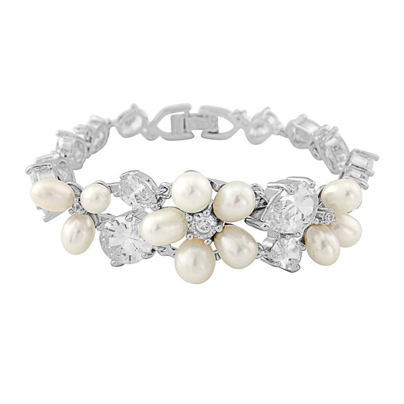 Luxe Vintage Freshwater Pearl Bracelet Silver Bridal | Etsy