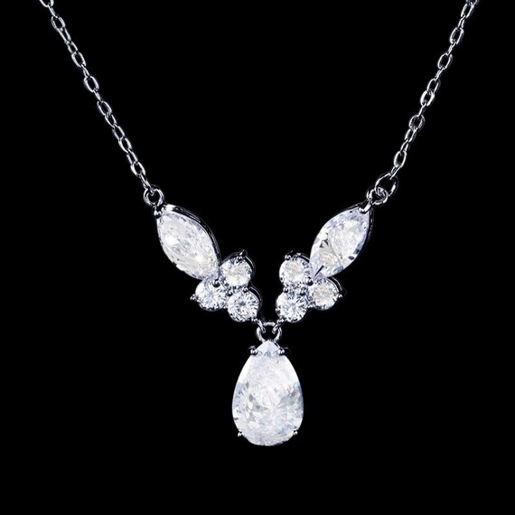 Bejewelled Necklace Available in Silver Wedding Jewellery - Etsy UK
