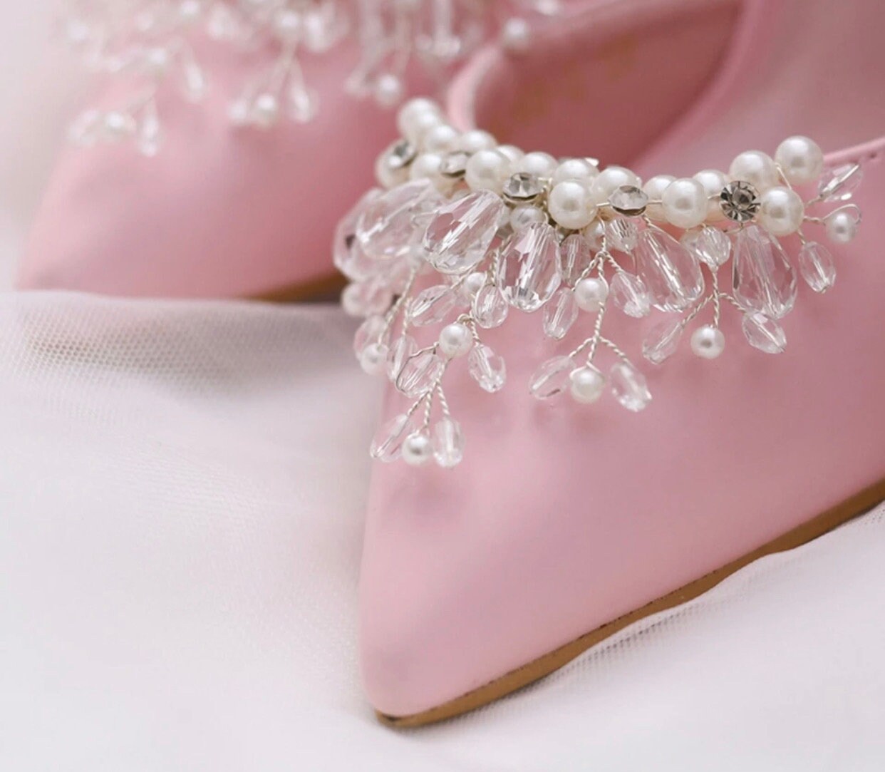 Pearl & Crystal Waterfall Bridal Shoe Clips Beautiful Shoe Etsy UK