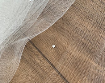 Cathedral length wedding veil,  cut edge - single layer soft tulle wedding veil with genuine swarovski crystals 118", 300cm, 118 inches