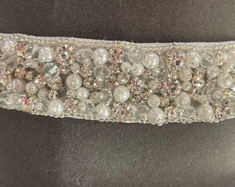 Wedding Belt Custom Made with organza or satin DELILAH Silver Rhinestone Bridal Belt