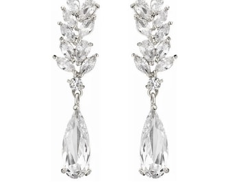 Enchanting Crystal Sparkle Earrings, Silver, Bridal Accessories, Bridal Jewellery, Statement Earrings, Vintage Crystal Drop Earrings