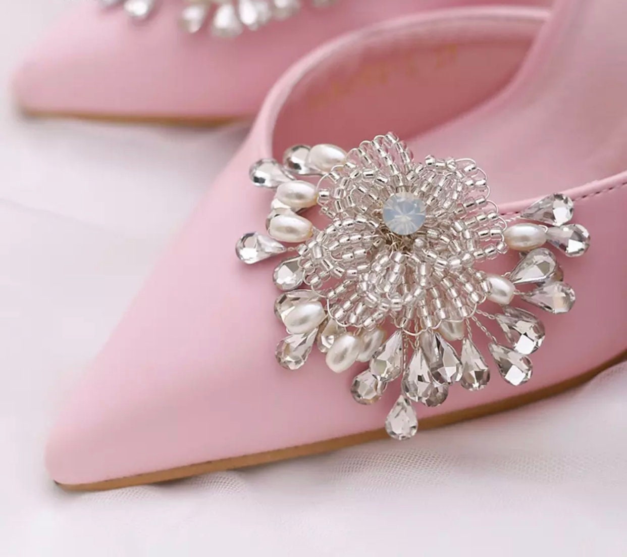 Beautiful Beaded Flower Bridal Shoe Clips Wedding Dress Etsy UK