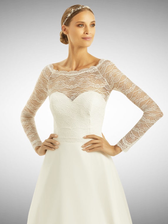 Ivory Bridal Long Sleeve Lace Bolero 