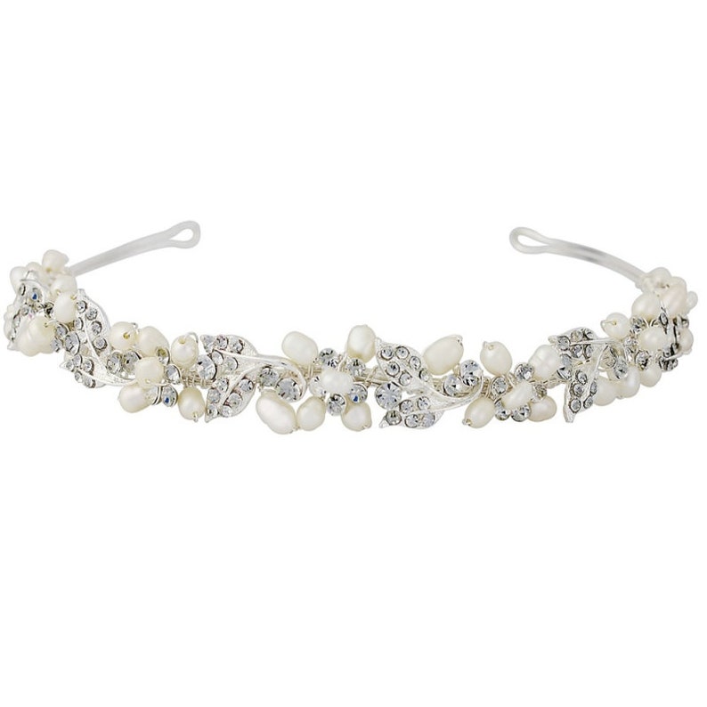 Pearlie Chic Vine Headband Pearls Crystal Bridal | Etsy