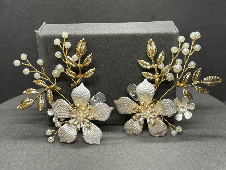 Gold Vine & Pearl Bridal Shoe Clips Shoe Brooches Shoe Etsy