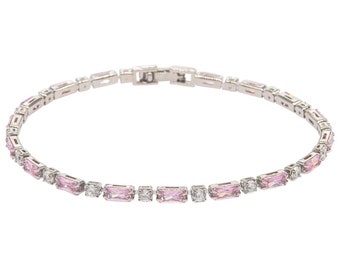 Simple Sparkle Bracelet, Available in Silver & Pink, Bridal Accessories, Wedding Jewellery, Crystal Bridal Bracelet