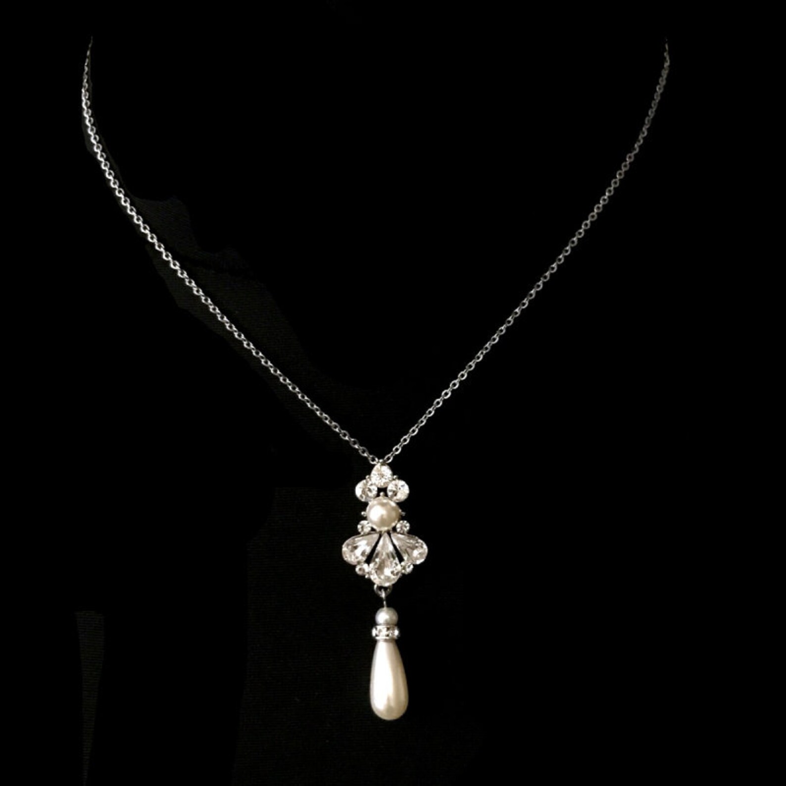 Exquisite Starlet Pearl Drop Necklace Available in Silver - Etsy UK