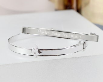 Personalised sterling silver childs expanding diamante star bracelet, Personalised Bracelet, Unique Jewellery, Gifts for Her