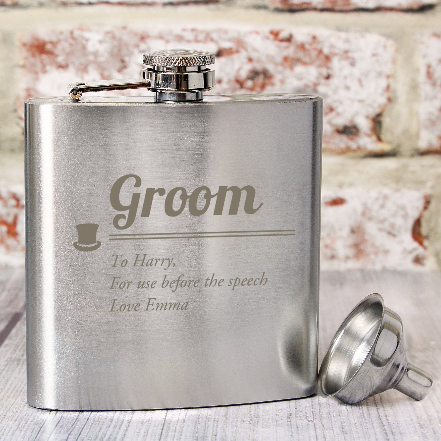 Personalised stainless steel groom hip flask wedding day gift for the groom personalised hip flask for him personalised groom gift