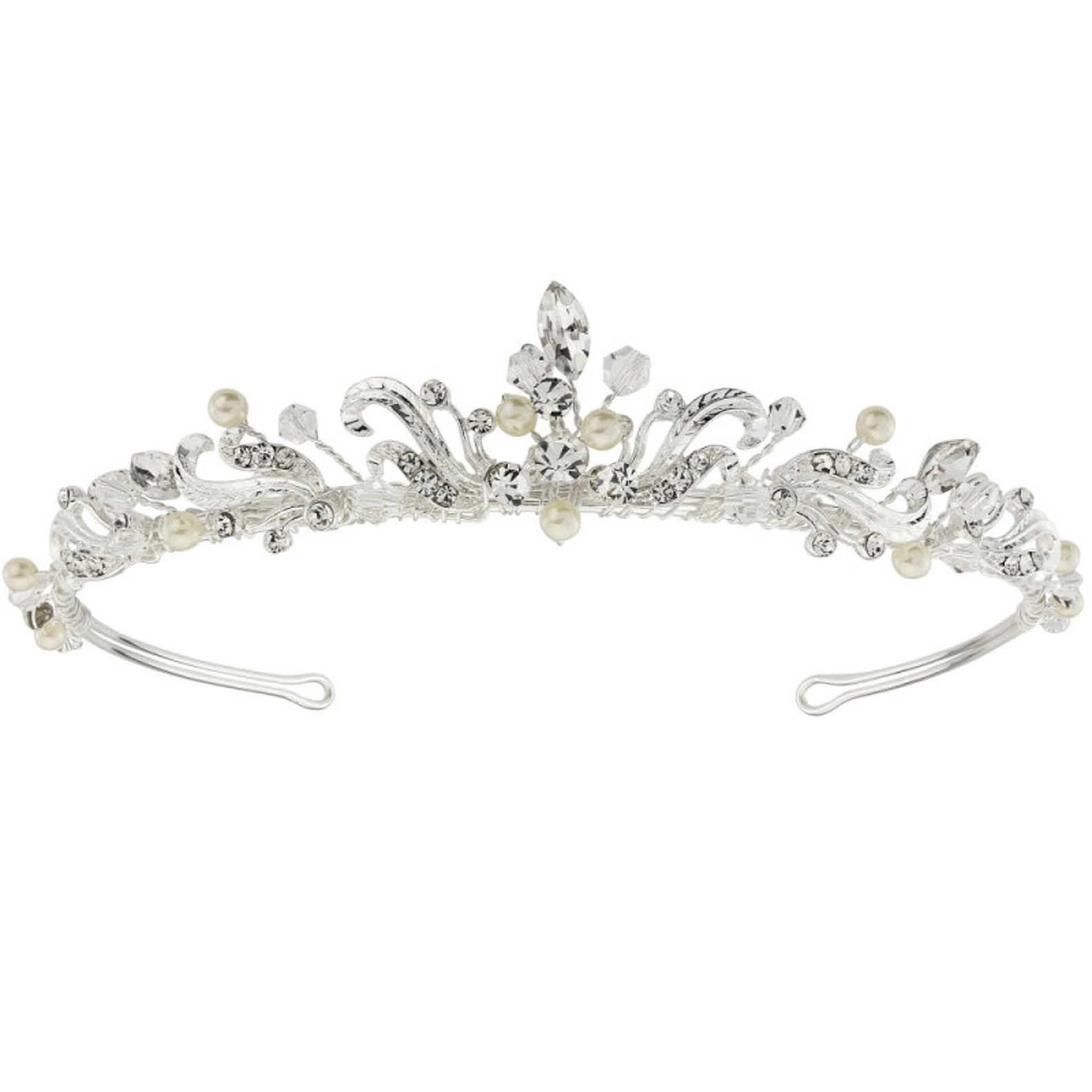 Dainty Crystal & Pearl Bridal Tiara Wedding Tiara Bridal Etsy