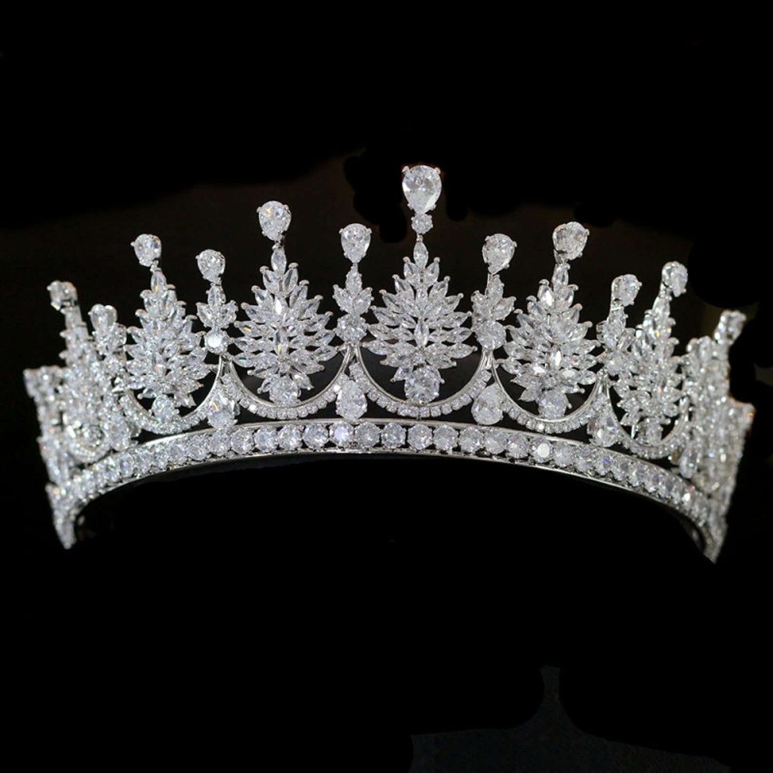 Regal Simulated Diamond Tiara Wedding Tiara Bridal Etsy