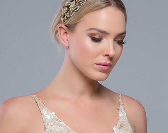 Opulence gold bejewelled bridal headband